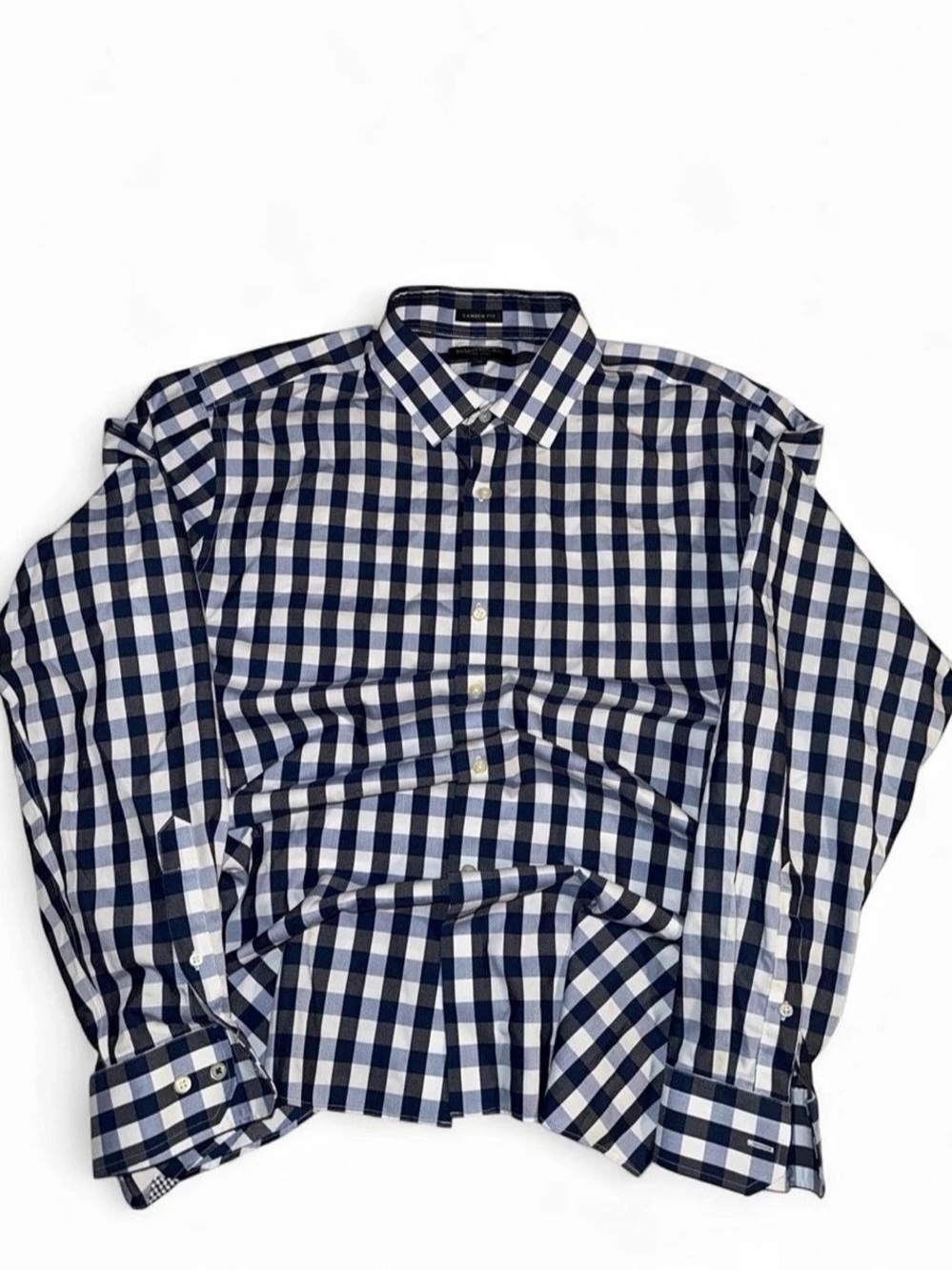 Banana Republic Cameron Fit Gingham Button Down Shirt Blue & White Large